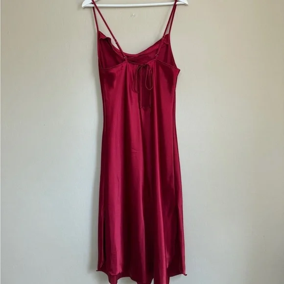 y2k Vintage Gillian O’Malley Red Slip Dress Satiny Silky Midi Cowl neck XL - Picture 3 of 9
